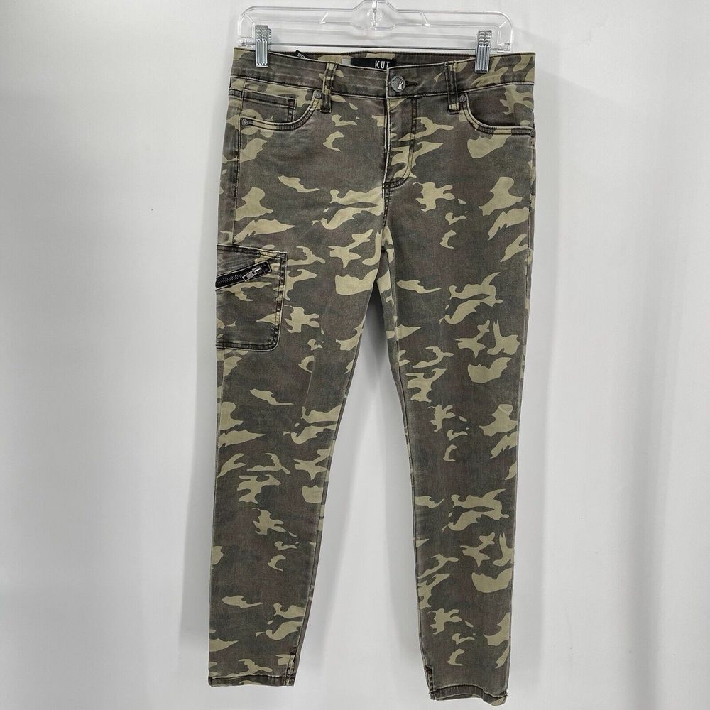 KUT from the Kloth‎ 6 Donna Ankle Cargo Skinny Womens Green Camo Utility Pants